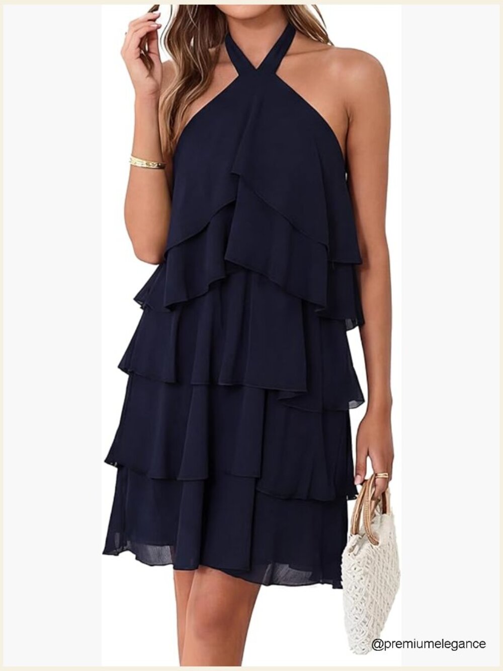 Sleeveless Halter Tiered Ruffle Floral Chiffon Mini Dress Boho Beach Vacation